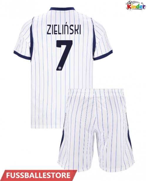 Günstige Inter Milan Piotr Zielinski #7 Auswärts Trikotsatzt Kinder 2026-27 Kurzarm (+ Kurze Hosen)